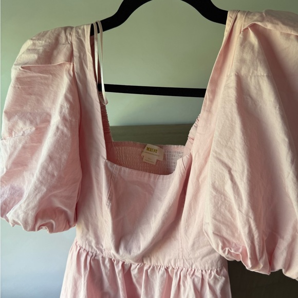 Maeve Square-Neck Pink Puff Sleeve Mini Dress - Picture 6 of 7